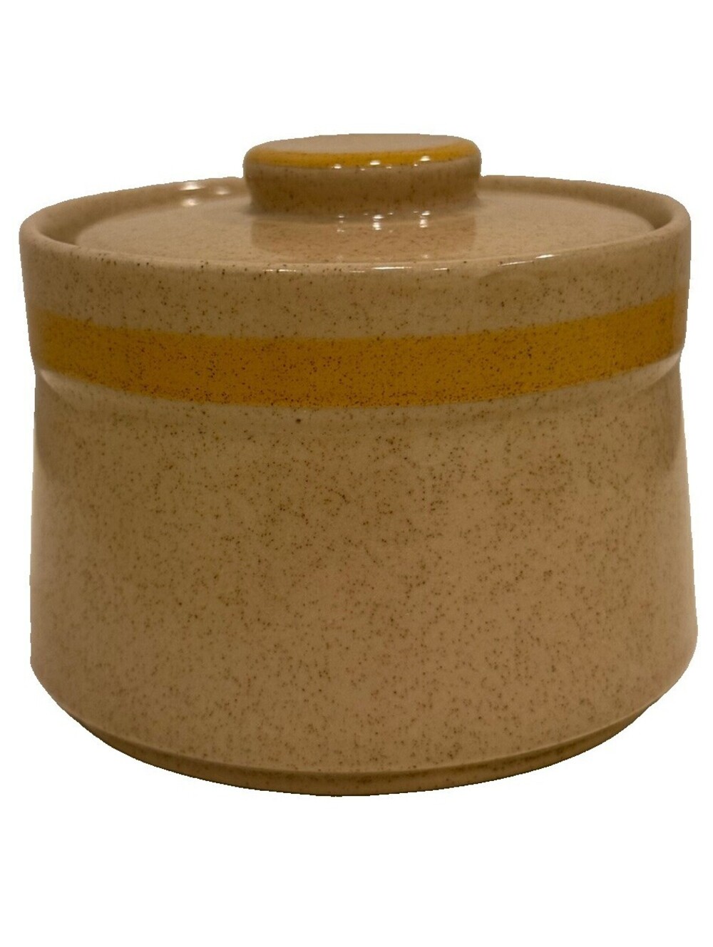 Vintage Yamaka Stoneware Lemoncream Sugar Bowl Lid Japan Cupboard Craft Speckled